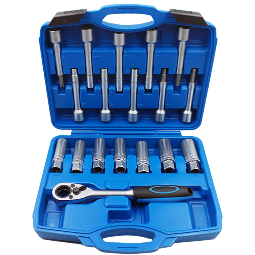 18pcs Steering Hub Suspension Shock Absorber Strut Nut Removal Tool Socket Kit Ratchet Sockets Set