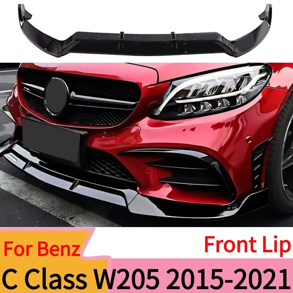 메르세데스 벤츠 C 클래스 W205 C205 2015-2021 프론트 범퍼 립 바디 키트 스포일러 스플리터 디퓨저 C200 C250 C260 C300 C400 C4