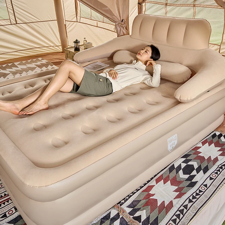 6719N Backrest Inflatable Air Bed Mattress With Built in Pump Custom Double Inflatable Mattress 6