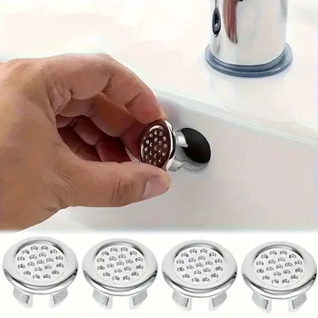 2-6 pezzi Coperture di scarico per lavello cromate Tappi di troppopieno per lavabo a prova di perdite facili da installare per accesso al lavandino da appoggio rotondo della cucina del bagno 1