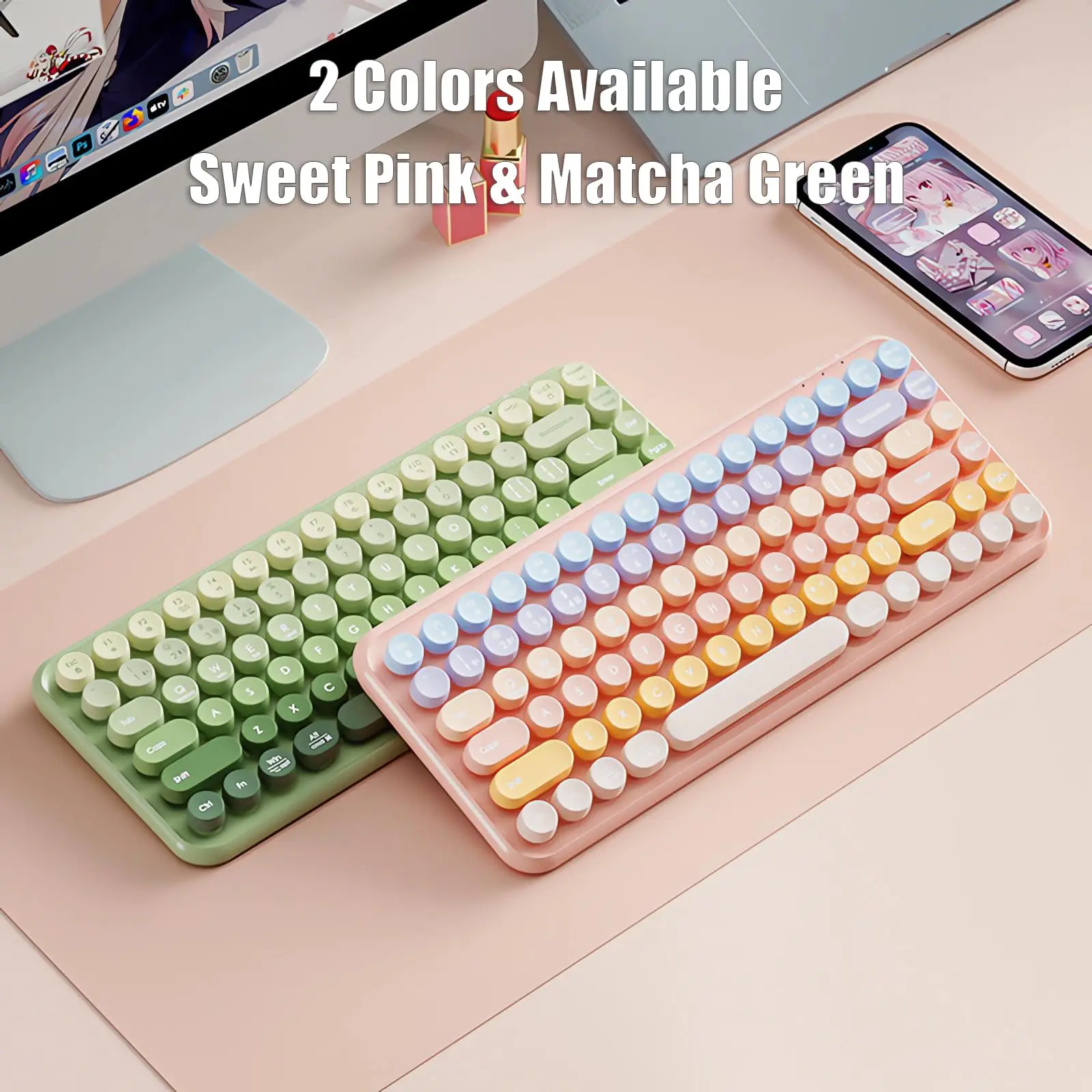 Retro wireless typewriter keyboard for computer desk setup