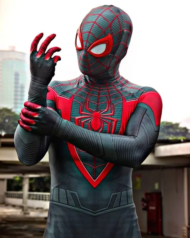 Miles Morales Ps5 Spiderman Costumeblack/Red Raim Spider Man Cosplay Supereroe Zentai Suit Costumi Di Halloween Per Adulti/Bambini