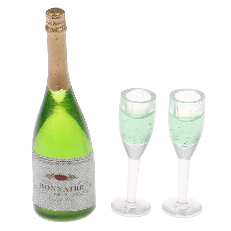 Dollhouse Miniature Champagne Bottles Glass Liquor Bottles Mini Wine Drink 1Set For Barbies Blyth Dolls Kitchen Toy plush doll accessories doll accessories