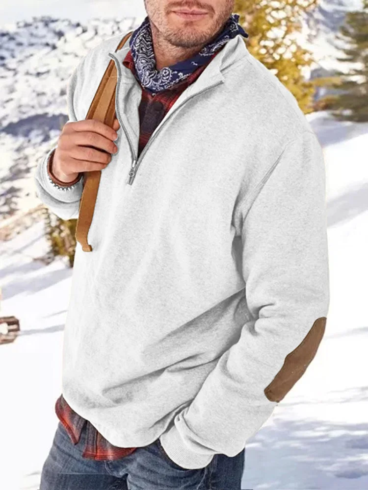 

Autumn Winter New Men's Clothing Sweatshirt Pullover Blouse Streetwear Golf Wear Long sleeves Zipper Elbow Thickened Polo Shirts