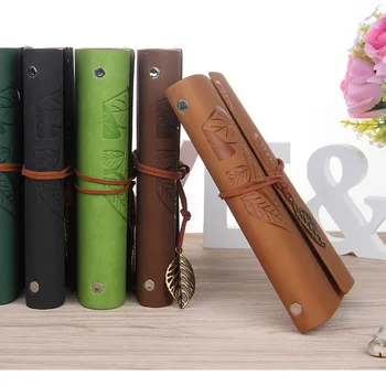 1PC Retro Foglia Notebook Scuola Ufficio Cancelleria Diario Notepad Letteratura PU Pelle Note Book Viaggiatore Journal Planner Regali 1