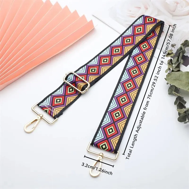 Sd889dabf16a744f7b611674eeaae8a04T Stylish Colorful Ethnic Wind Wide Shoulder Strap Ladies Bag Accessories Adjustable Single Crossbody Straps Mallzona