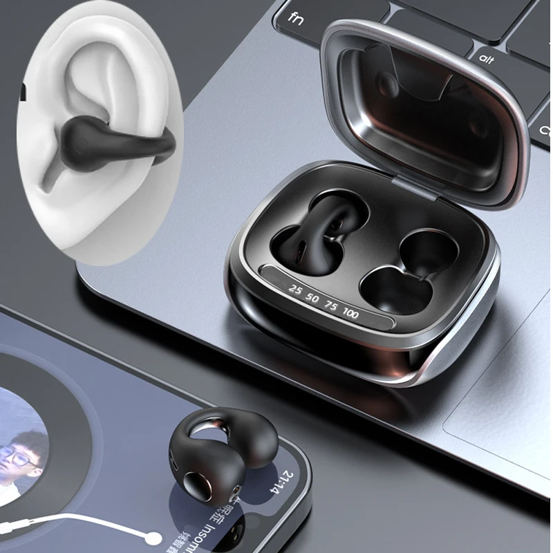 Earphone Clip On Ear Bone Conduction Wireless Headphone TWS For.