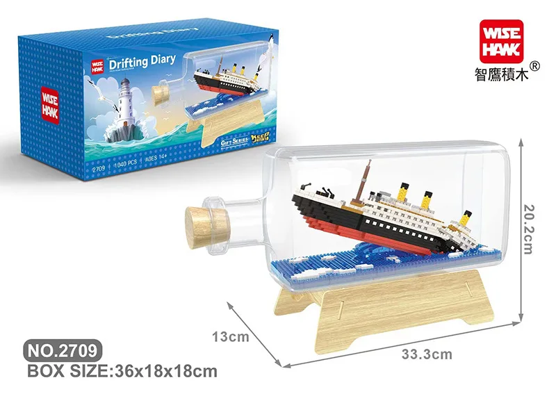 HI-Reeke Ship Micro Mini Building Block Set Titanic Ship in a