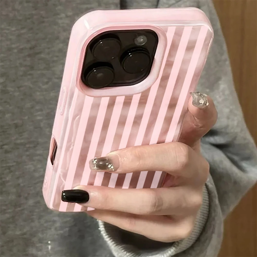 Minimalist Pink Stripe Anti-Slip Full Coverage Phone Case