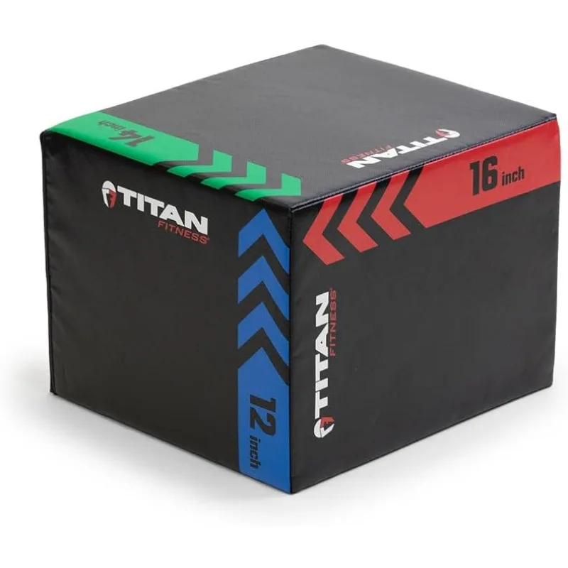 Titan Fitness Anti-Slip 12in Stackable Wooden Plyometric Box, Pro-Duty