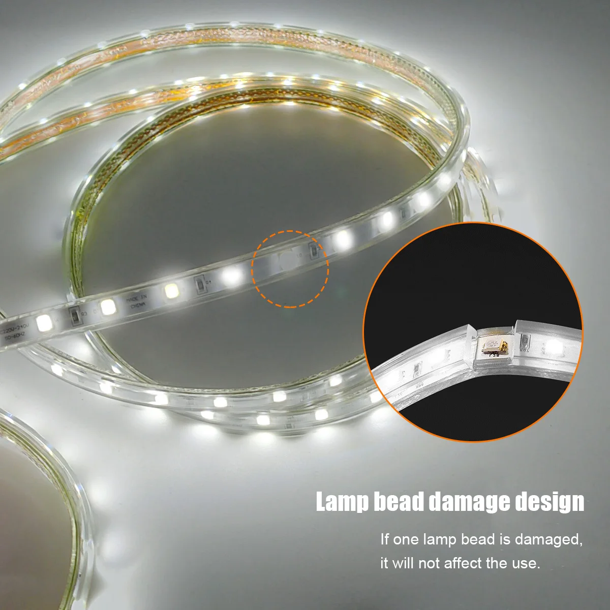 60Leds/m SMD 5050 Led Strip Light 220V High Brightness Waterproof Flexible Kitchen Outdoor Garden Led Lights 5m10m EU plug 2