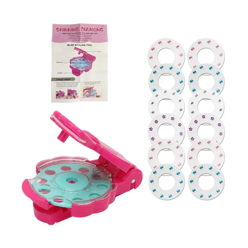여아 헤어 브레이딩 다이아몬드 장난감 역할놀이 메이크업 글리터 다이아몬드 스티커 쥬얼리 액세서리 어린이 매직 다이아몬드 드라이