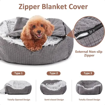 Dog Beds for Small Dogs Rec Cave Hooded Blanket Puppy Bed Luxury Orthopedic Cat Beds for Indoor Cats Warmth and hine Washable 2 2