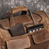 Retro Brown Men's Hand Luggage Bag Crazy Horse Leather Large Capacity Travel Bag Business Weekend One Shoulder Messenger Bag 6