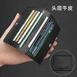 Ultra - Thin Leather Cardholder Wallet - Slim Business ID Case (Black)