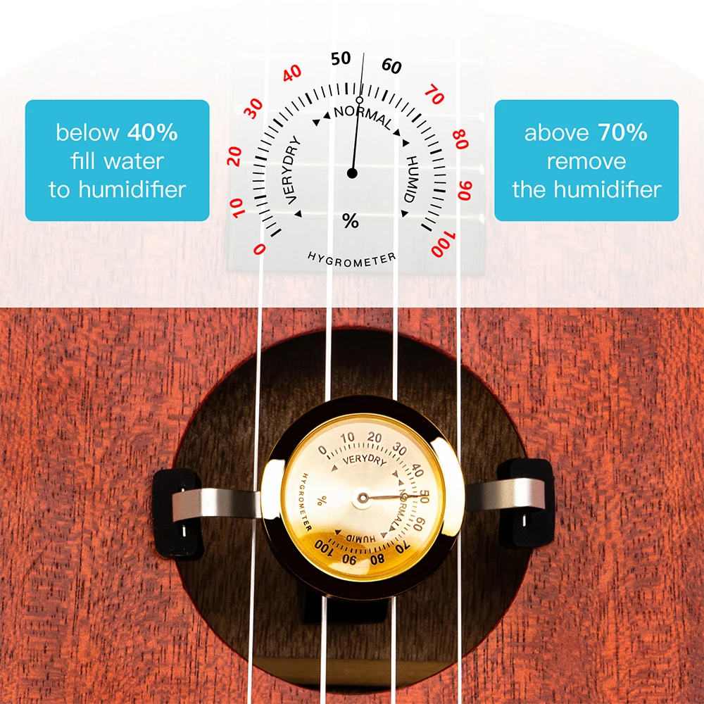 Guitto Series GHD-02 Ukulele Humidifier with Indicating Needle Humidiometer Real