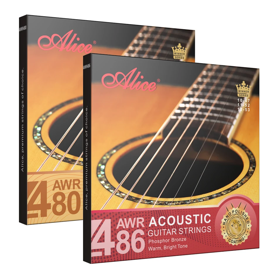 Alice AWR480 AWR486 Muti-Layer Nano Coating Anti-Rust Long Life Acoustic Guitar Strings Hexagonal Steel Core 1st-6th