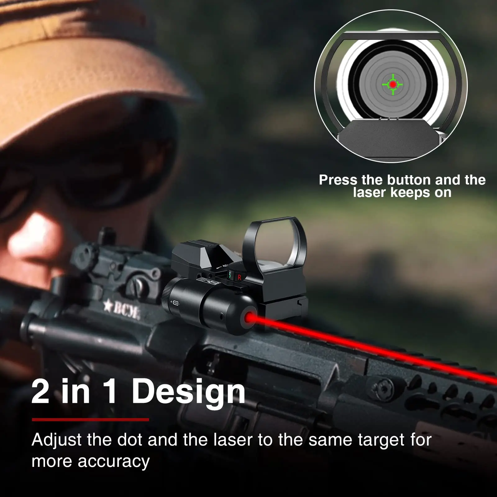 CVLIFE 1X22X33 Reflex Red Dot Sight Handgun 20mm Rail Red Green 4 Reticle Optics Laser Pressure Pad Switch