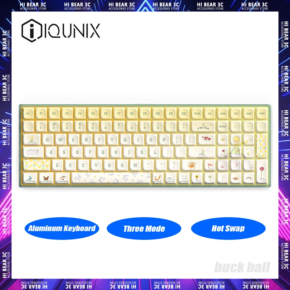 

Клавиатура IQUNIX F97 Беспроводная механическая, алюминиевый корпус, три режима, режим горячей замены, RGB, эргономичная, для ПК, геймеров, ноутбуков