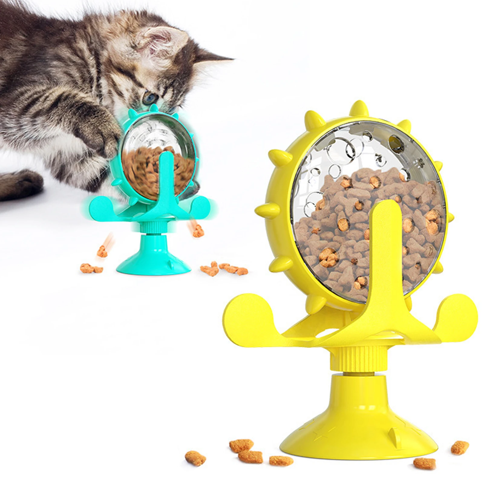 Leak Food Cat Toy Interactive Windmill Spinning Toy Pet Training Feeder Cats Feeding Pet Supplies Accessories Feeder Cat Toys rabbit toys