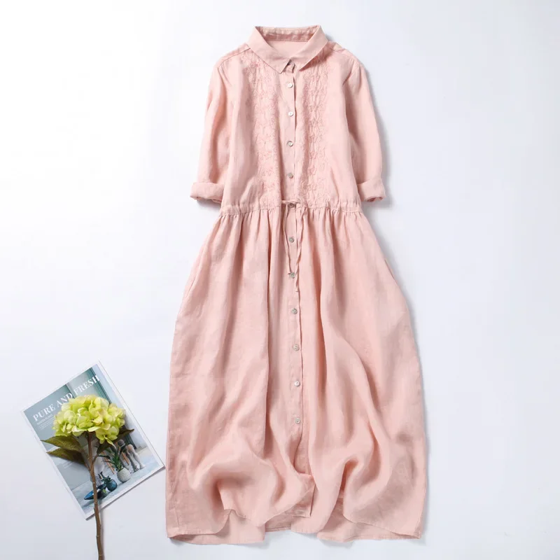 

Dress Summer Long Maternity Linen Dress Loose gray22