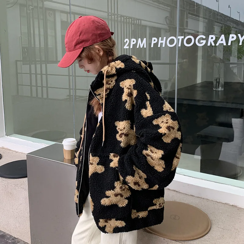 Spring Womens Hoodies Cute Teddy Coat Women Harajuku Loose Kawaii Korean Sweatshirt Oversized New Hoodie Streetwear 2024 Fashion