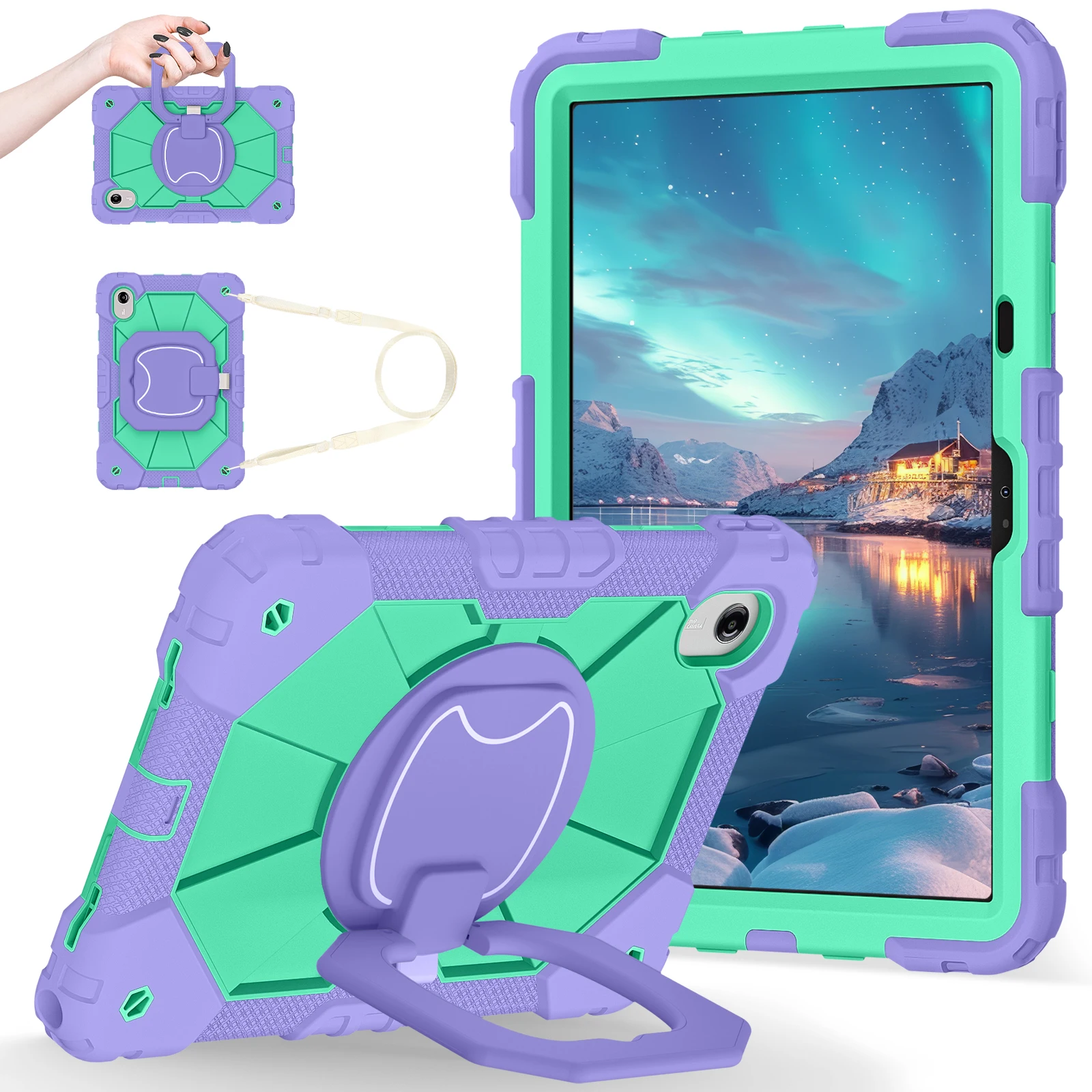 11 Rotating Stand Tablet Cover with Strap - Universal Fit Case