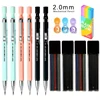 9pcs/set Mechanical Pencil Set Drawing Painting 2.0mm Automatic Pencil 2B Lead Refill Set Supplies Office Writing Stationery 1