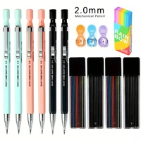9pcs/set Mechanical Pencil Set Drawing Painting 2.0mm Automatic Pencil 2B Lead Refill Set Supplies Office Writing Stationery 1