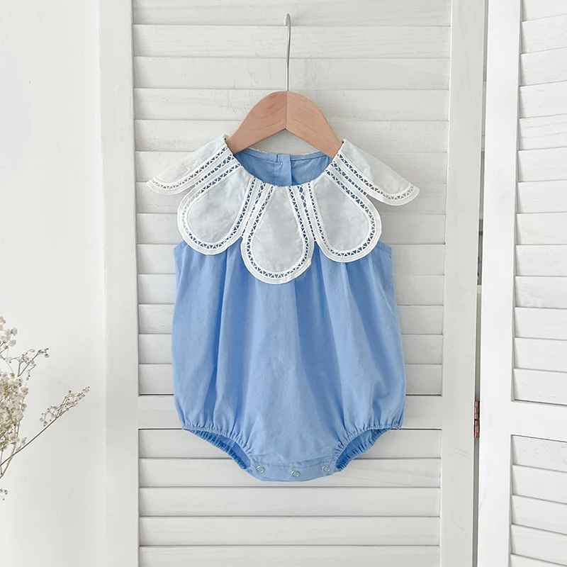 Baby Girls Dress Family Matching Sister Clothing Summer Clothes Sleeveless Petal Collar Princess Girl Dress Baby Romper Outfit 5