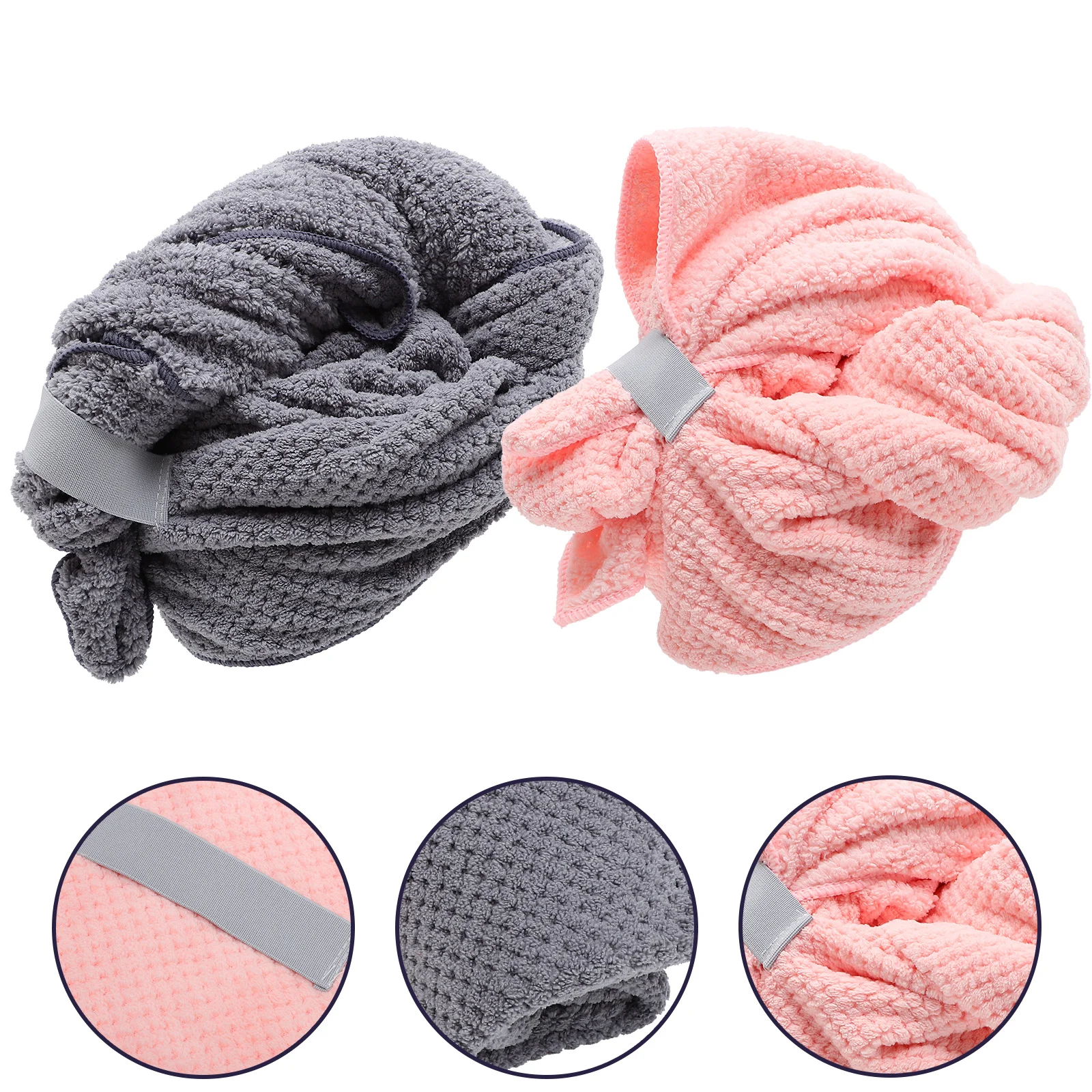 

2 Pcs Dry Hair Cap Shower Towels for Women Microfiber Head Wraps Wet Headscarf Turban Absorbent