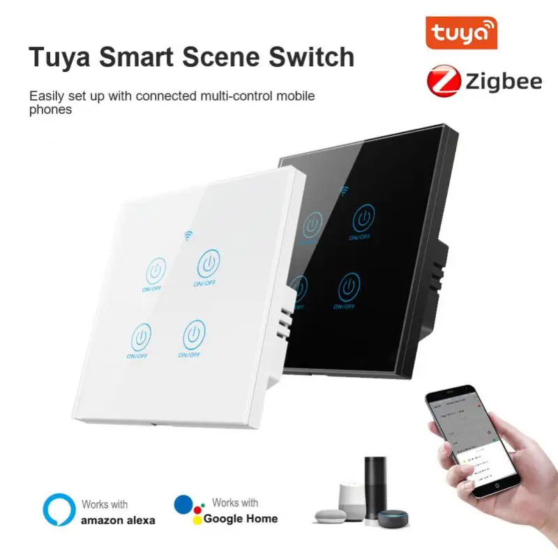 

Умный переключатель Zigbee Tuya, сенсорный переключатель с дистанционным управлением через приложение, с функцией таймера, работает с Alexa и ассистентом
