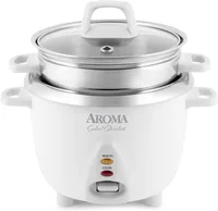 6-Cup (Cooked Yield ) / 1.2Qt. Select Stainless Pot-Style Rice Cooker, & Food Steamer One-Touch Operation White Electric Cooker 1