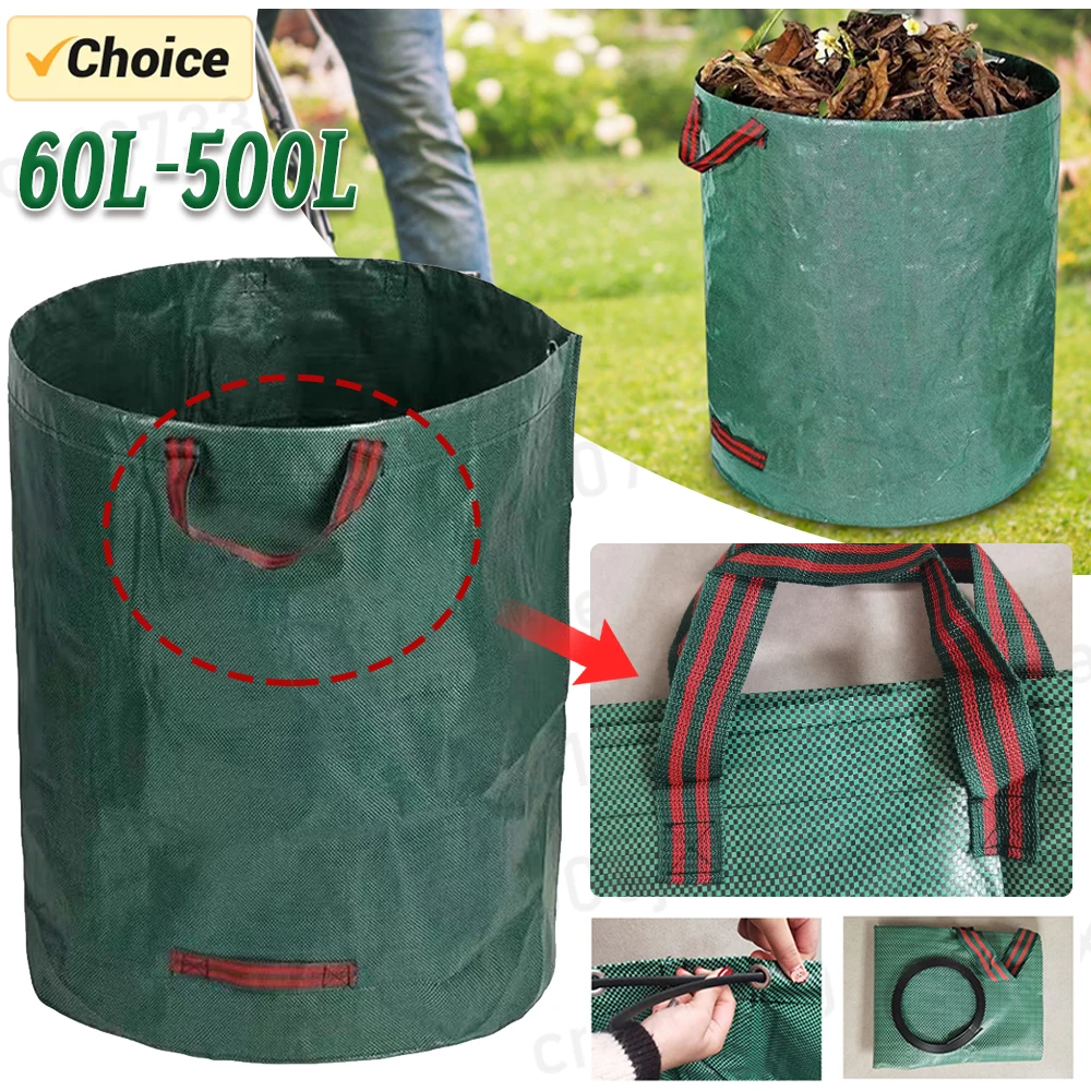 Foldable Garden Bag Large Capacity Reusable Leaf Sack Light Trash Can Garden Garbage Waste Container Storage Bag 60-500L garden waste bag