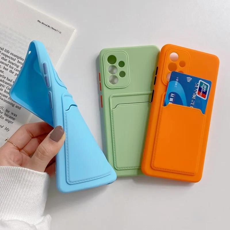 Luxury Silicone Wallet Card Holder Phone Case – Shockproof Soft Cover with Fine Hole Design