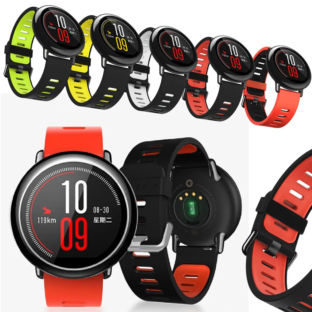 

22mm Dual Colors Silicone Wristband For Xiaomi Huami Amazfit Bip BIT PACE Lite Youth Smart Watch Sport Replacement Watchband