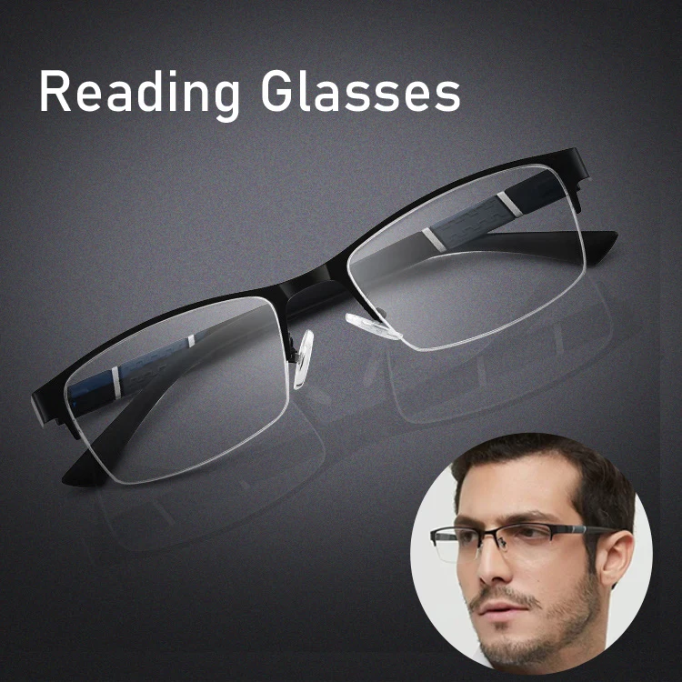 

Reading Glasses Men Women High Quality Business Half-frame Far Sight Eyewear Finished Prescription Presbyopic Eyeglasses Diopter