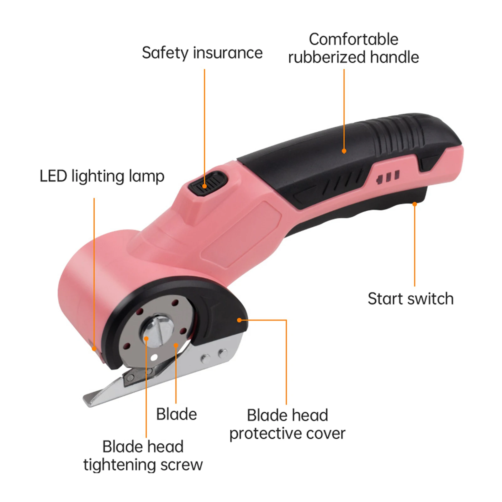 무선 전기 가위 3.6V 충전식 판지 상자 커터 천 가위 여분의 칼날 안전 잠금장치 및 LED 라이트 포함
