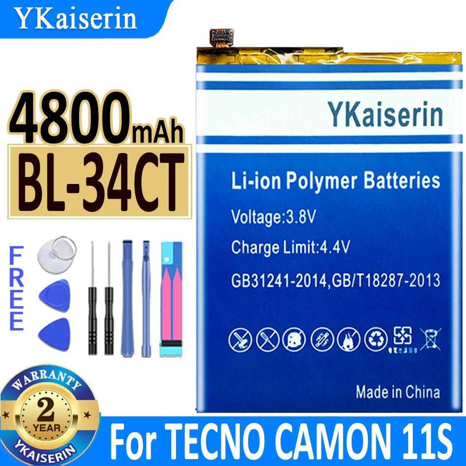 

4800mAh YKaiserin Battery BL-34CT For TECno CAMON 11S Replacement Bateria