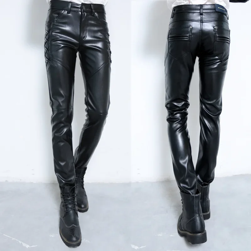 Men trousers Leather pants Thick Leather Pants Pu Leather Pants