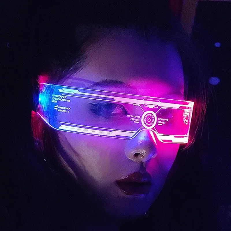 

Очки Cyberpunk Future Technology Sense Bar, светодиодные очки, светящиеся фотообои, оборудование для производительности знаменитостей