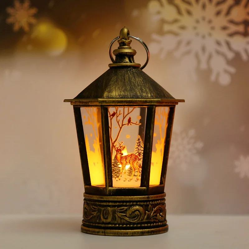 2 Lanternes LED Noël Suspendues - Motifs Père Noël Et Bonhomme De Neige - Décoration Intérieure/Extérieure - Ambiance Chaleureuse