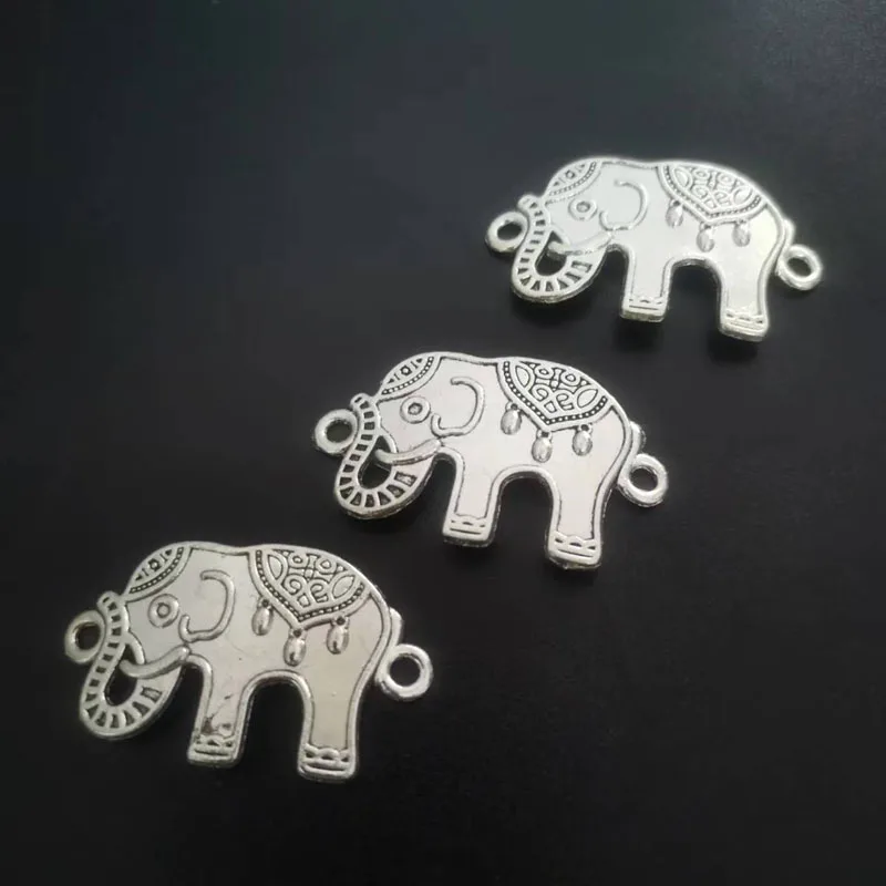 

BULK 25PCS Zinc Alloy Metal Elephant Charms Antique Silver Tone Animal Pendant 20*37mm 2.9g