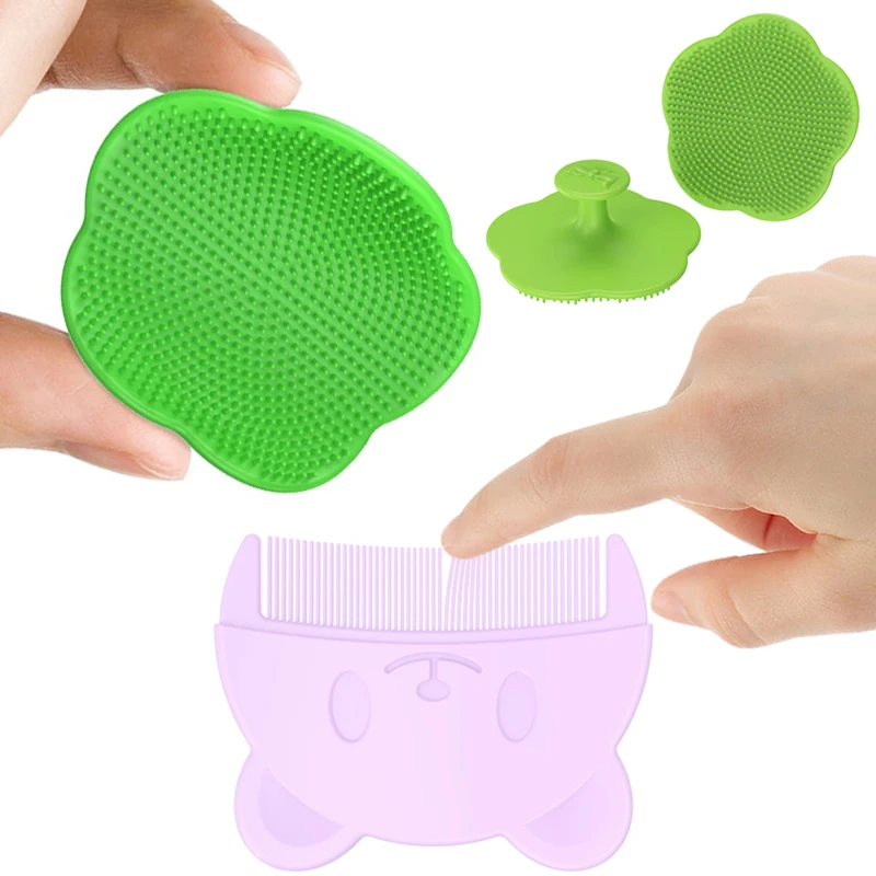 Baby Hair Comb New Baby Care Accessories Fetal Head Fat Infant Bathing Soft Newborn Hair Cleaning Supplies Infant Head Massager hair brush comb