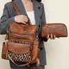 Leather Travel Fashion Purse Designer Ladies Shoulder Bags Backpack for Women Large Womens Backpack with Tassel Two-toned Brown 2