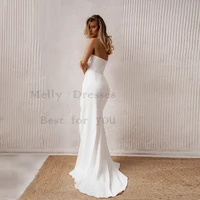 Simple Satin Wedding Dresses with Pleat 2024 Summer Sleeveless New Court Train Jersey Bridal Gowns Side Slit Vestido De Novia 2