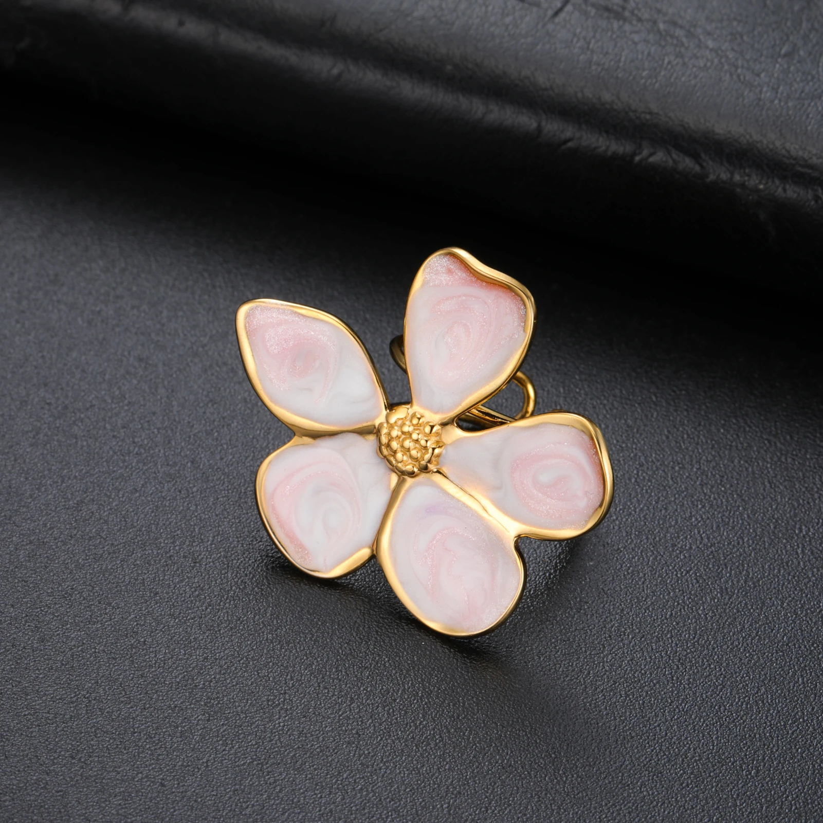 COOLTIME Tropfendes Öl Bunte Blumenring für Frauen Edelstahl Verstellbare Ringe Trend Ästhetik Hochzeit Schmuck Geschenke – Detail 1