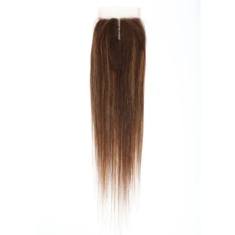 P4/27 Highlight Color 4x1 T Part Lace Closure Brazilian Straight Hair Human Hair Closure For Black Woman Soft and Silky
