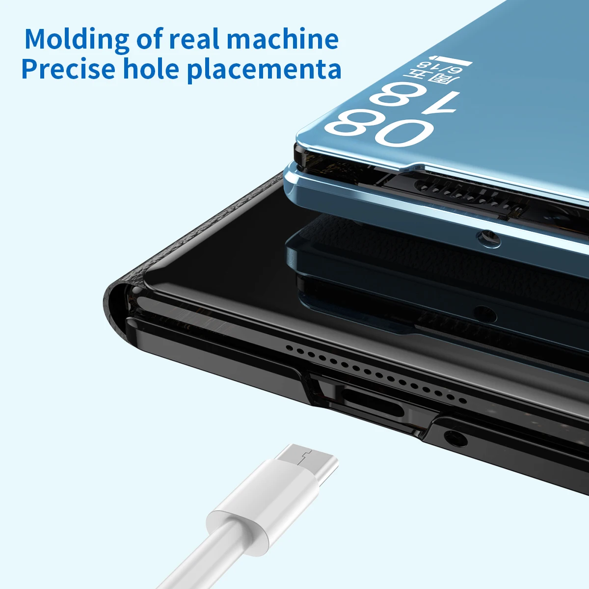 Smart Window Phone Case For Xiaomi Mix Fold 3 Plating Mirror Magnetic Suction Bracket Leather Shockproof Anti-drop Cover