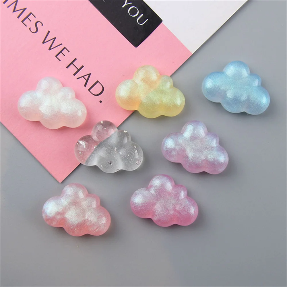 20Pcs Kawaii 반짝이 구름 플랫 백 수지 카보 숑 스크랩북 Embellishments DIY 헤어 보우 센터 액세서리 전화 케이스 아트 패치